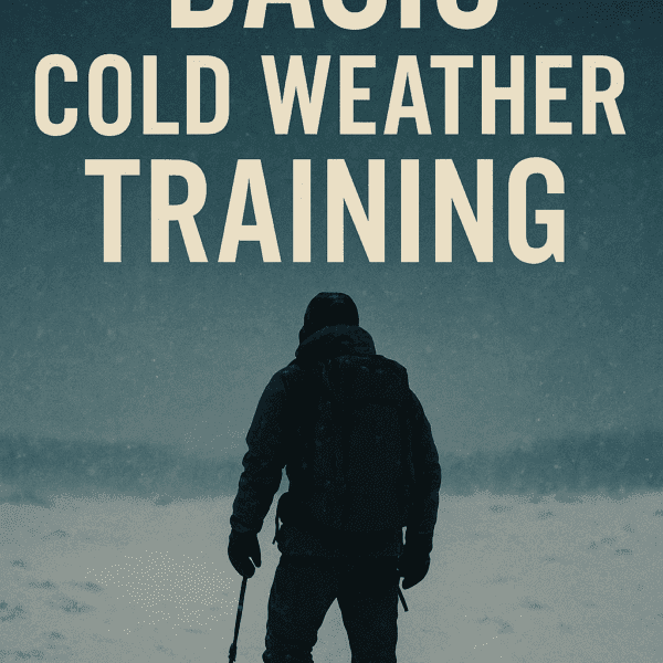Basic Cold Weather Training: Elite Survival Guide for Extreme Winter Preparedness. Bug Out. Survive. Thrive." The image emphasizes high-value prepping essentials, arctic survival tactics, and off-grid resilience for SHTF scenarios in harsh climates